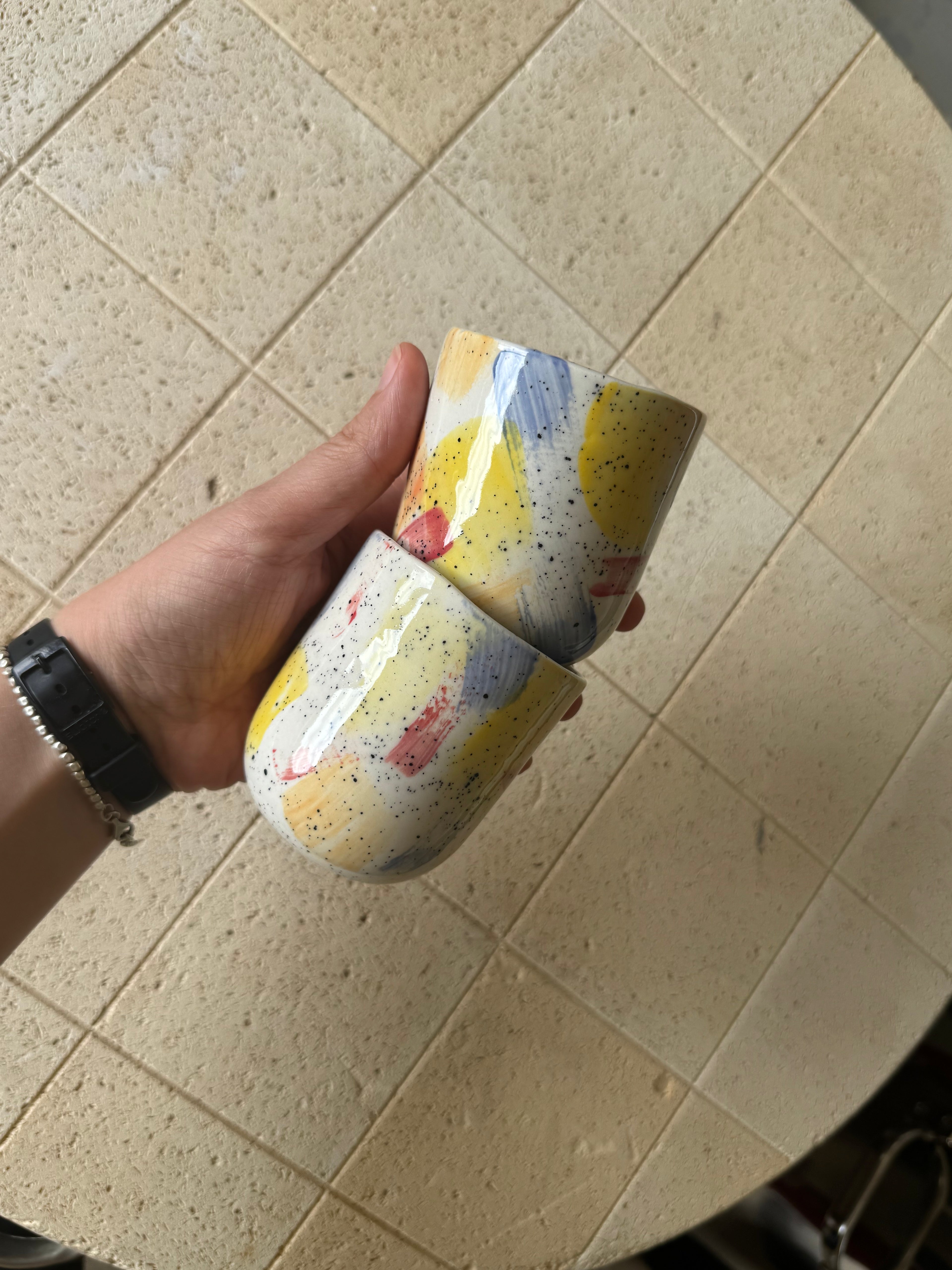 Keraminis puodelis "Spalvų potėpiai" | 150 ml