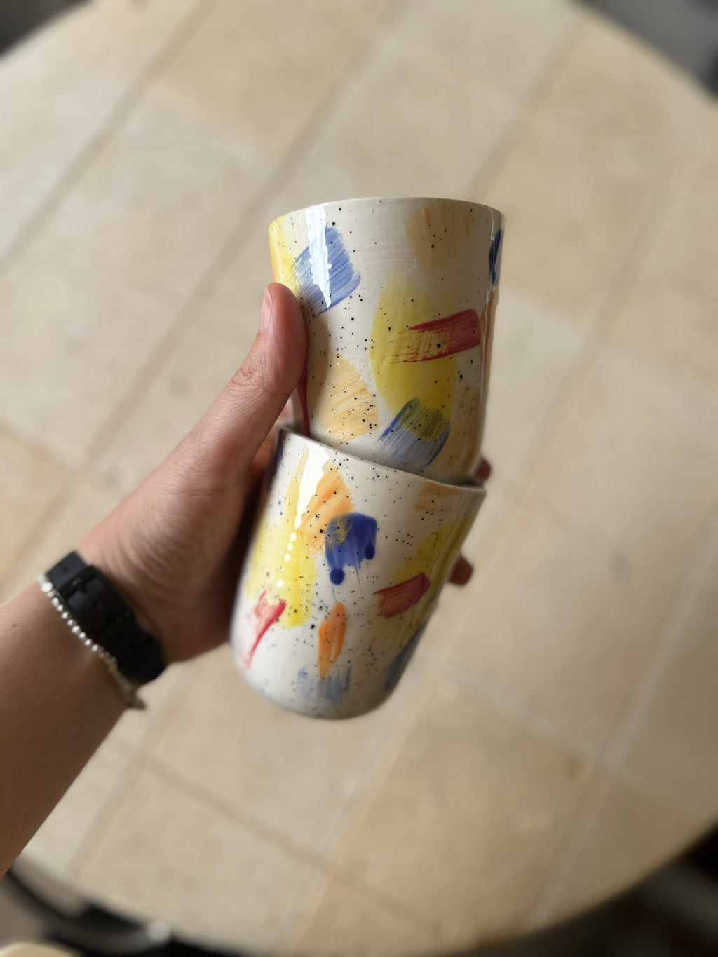 Keraminis puodelis "Spalvų potėpiai" | 220 ml